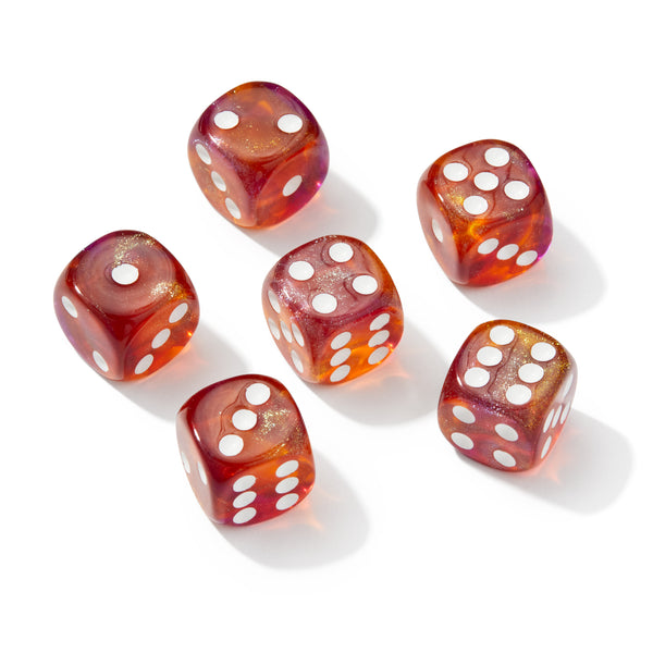 Galactic Red and Orange Glitter 6pc Pip Dice Set | Rollacrit