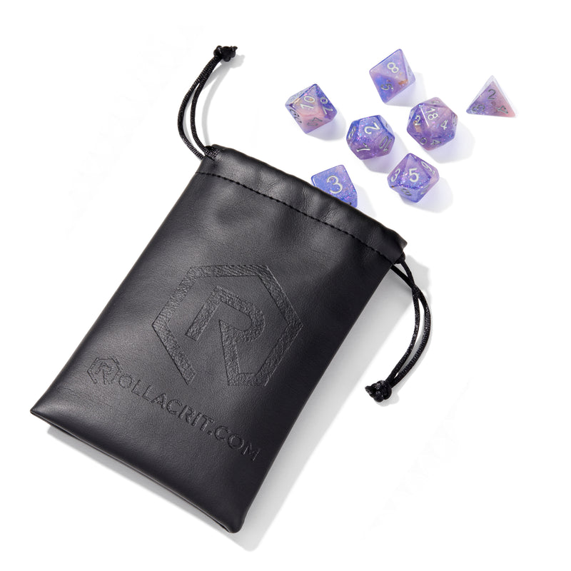 Seabed Treasure Pink & Purple Glitter Resin 7pc Dice Set | Rollacrit