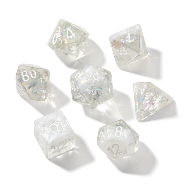 Dice, Dice Baby Glitter Resin 7pc Dice Set | Rollacrit