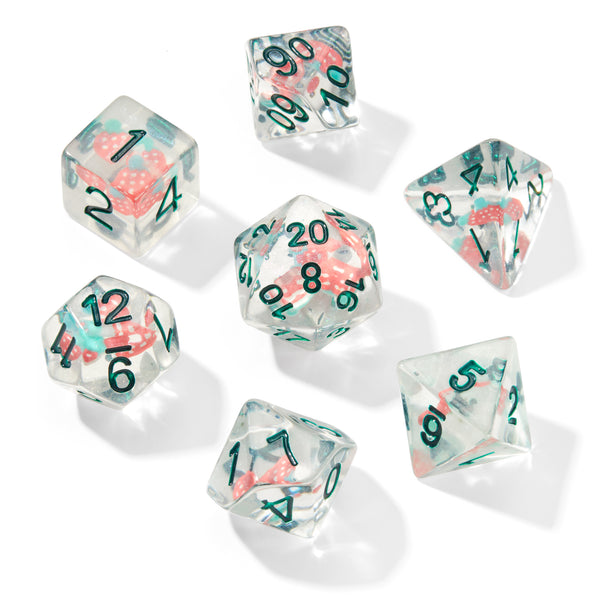 Fresh Strawberry Fragment Filled Resin 7pc Dice Set | Rollacrit