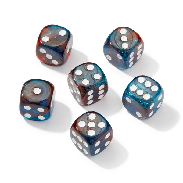 Galactic Teal and Brown Glitter 6pc Pip Dice Set | Rollacrit 