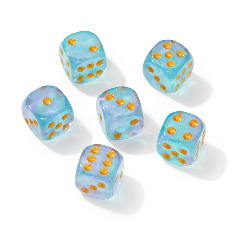 Galactic Teal and Purple Glitter 6pc Pip Dice Set | Rollacrit