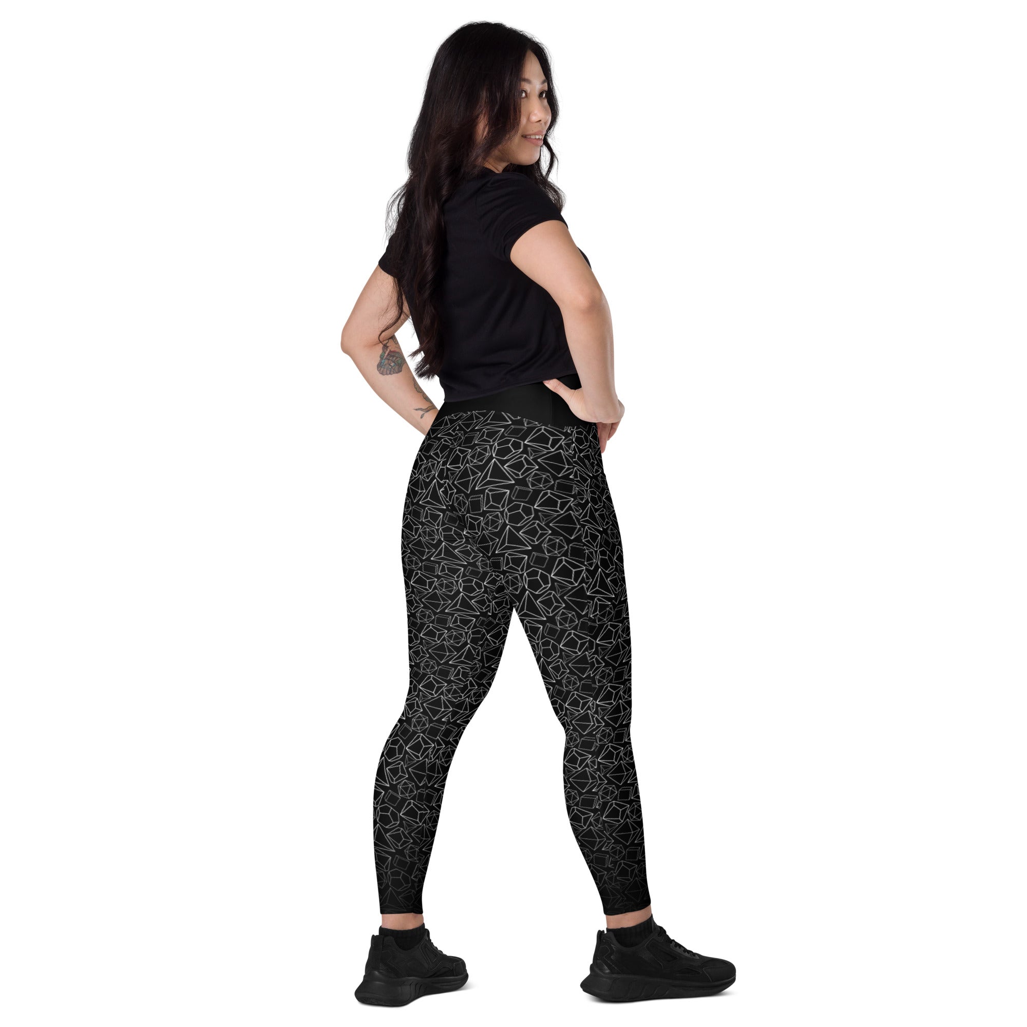 Gen Con White Dice Pattern Leggings w/ Pockets | Rollacrit