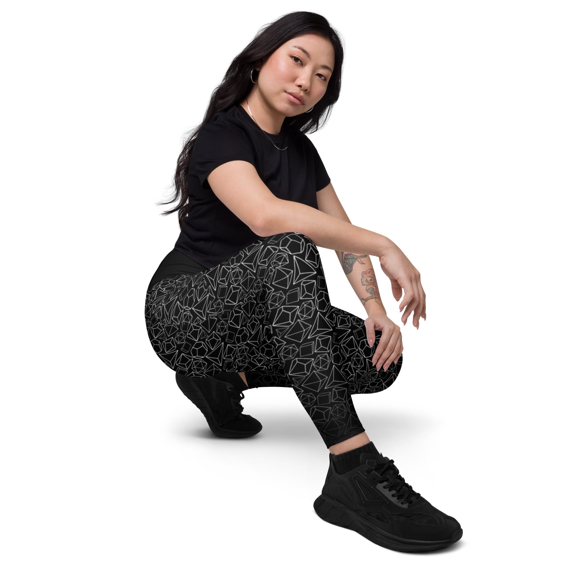 Gen Con White Dice Pattern Leggings w/ Pockets | Rollacrit