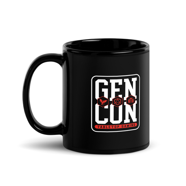 Gen Con Icons Black Glossy Mug | Rollacrit