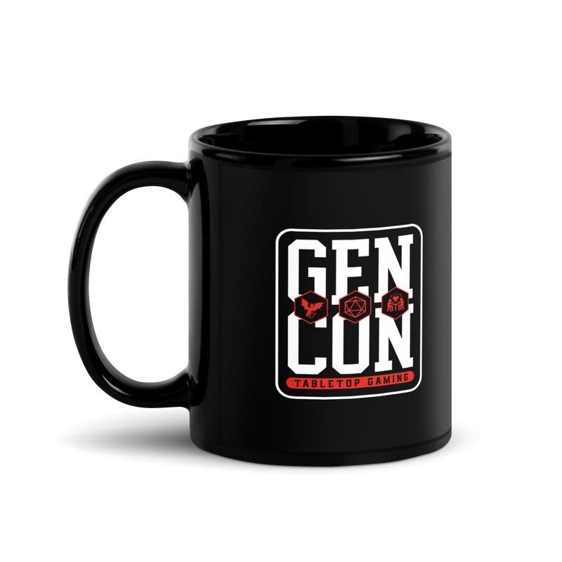 Gen Con Icons Black Glossy Mug | Rollacrit