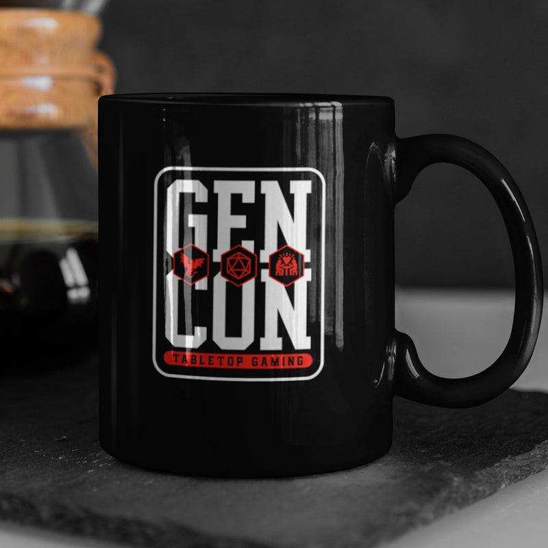 Gen Con Icons Black Glossy Mug | Rollacrit