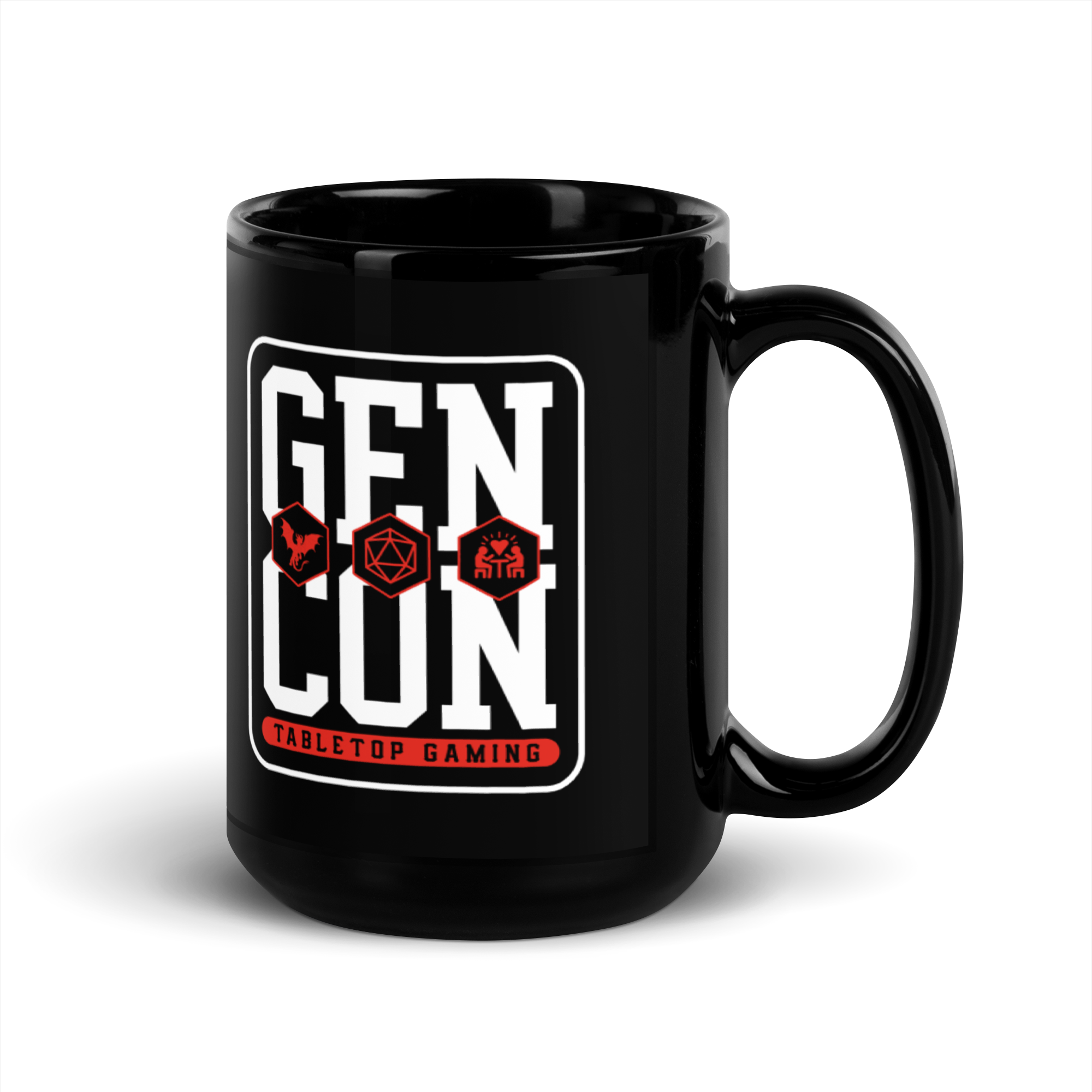 Gen Con Icons Black Glossy Mug | Rollacrit