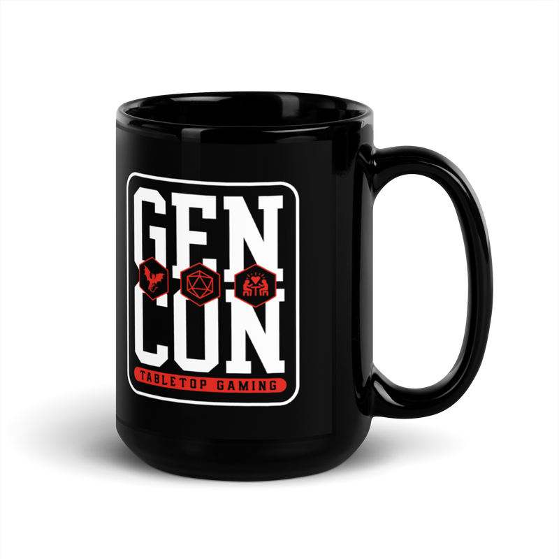 Gen Con Icons Black Glossy Mug | Rollacrit