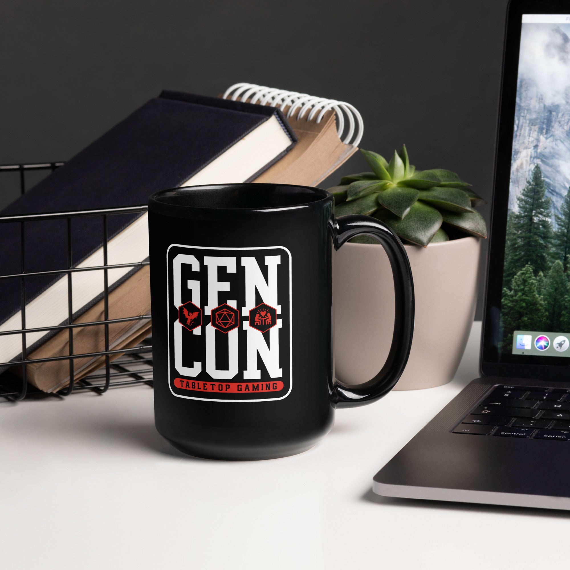 Gen Con Icons Black Glossy Mug | Rollacrit