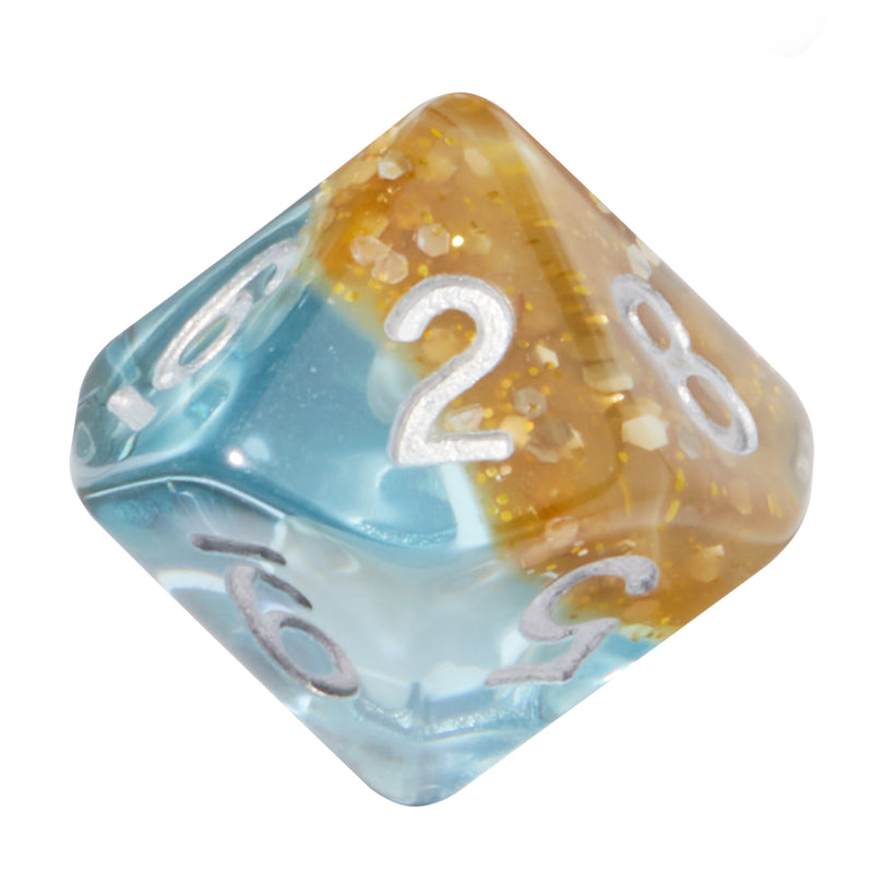 Blue Conch Shell and Sand Resin 7pc Dice Set | Rollacrit