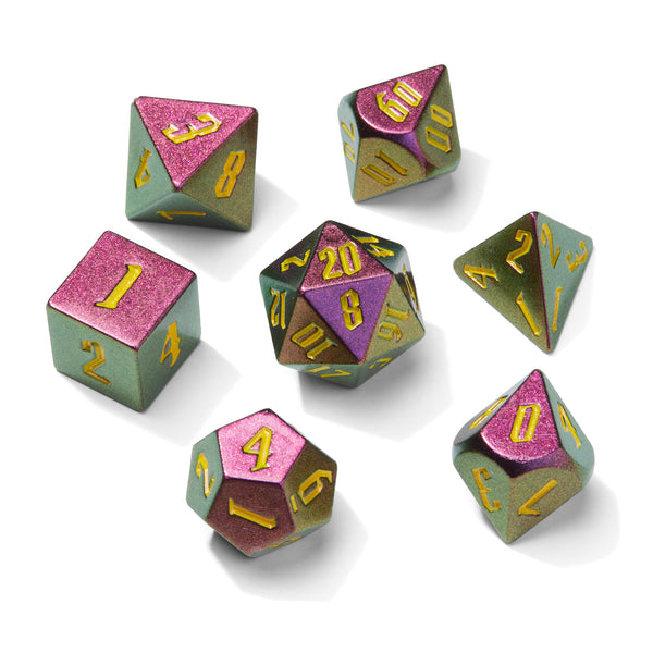 90s Bowling Alley Sharp Edge Resin 7pc Dice Set | Rollacrit