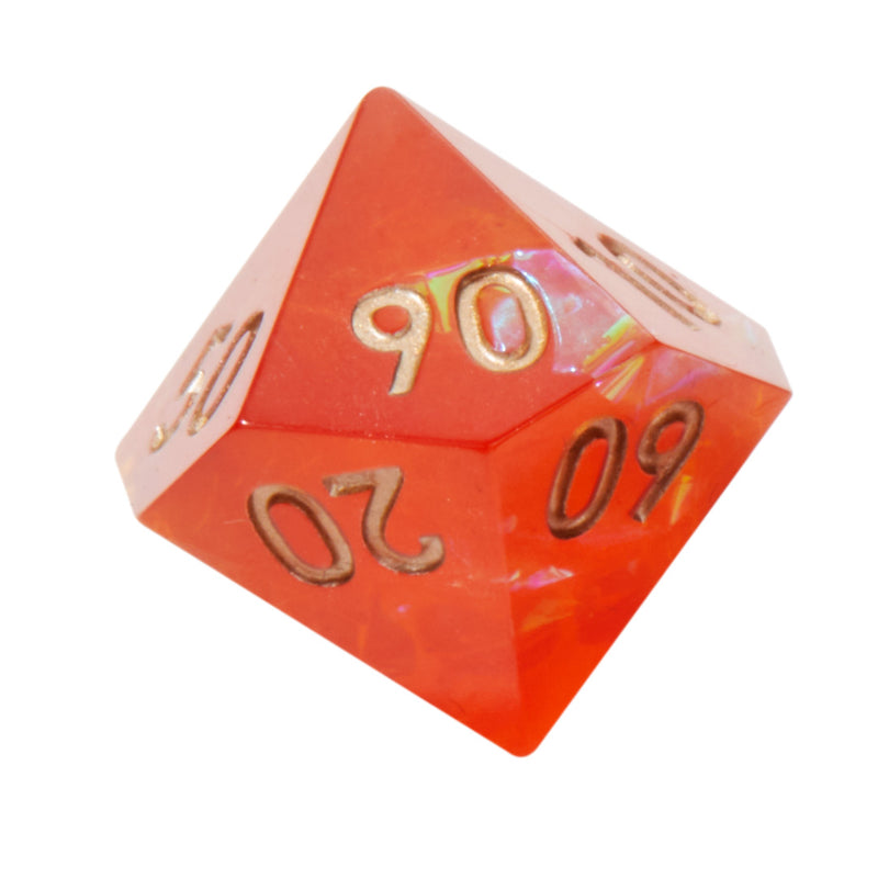Orange Inferno Crackle Sharp Edge Resin 7pc Dice Set