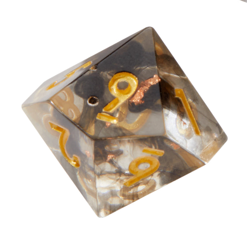 Black Necromancer Crackle Sharp Edge Resin 7pc Dice Set