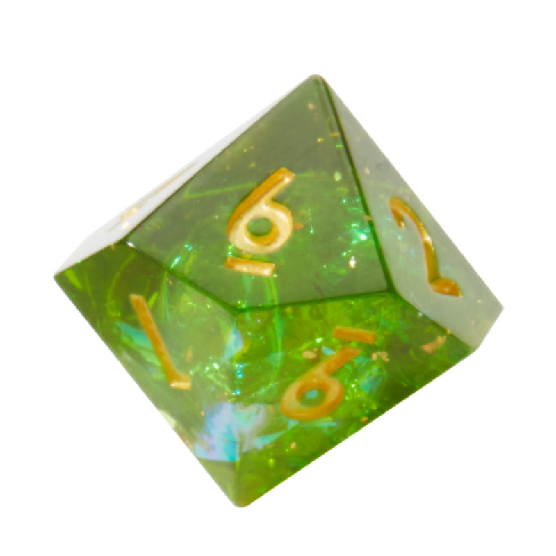 Green Plague Crackle Sharp Edge Resin 7pc Dice Set