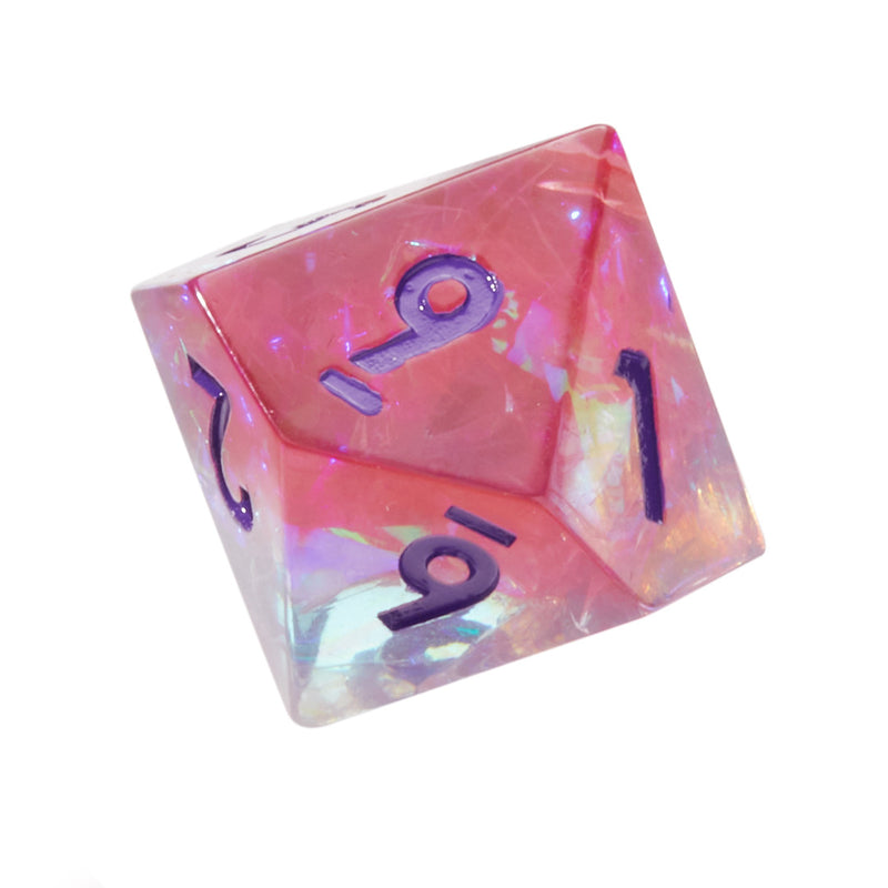 Unicorn's Pink Tears Crackle Sharp Edge Resin 7pc Dice Set