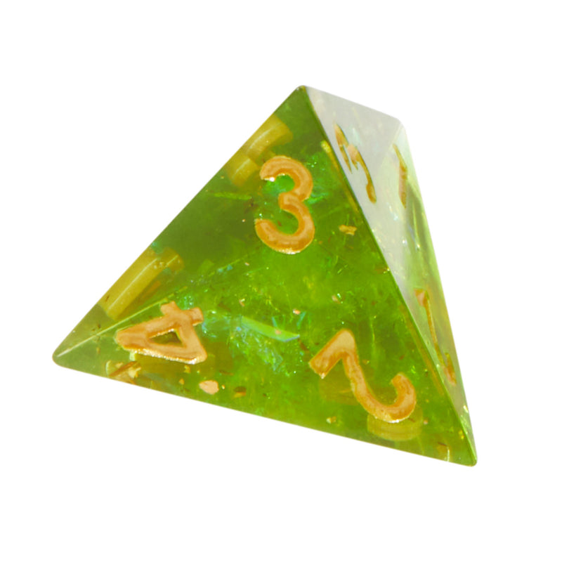 Green Plague Crackle Sharp Edge Resin 7pc Dice Set