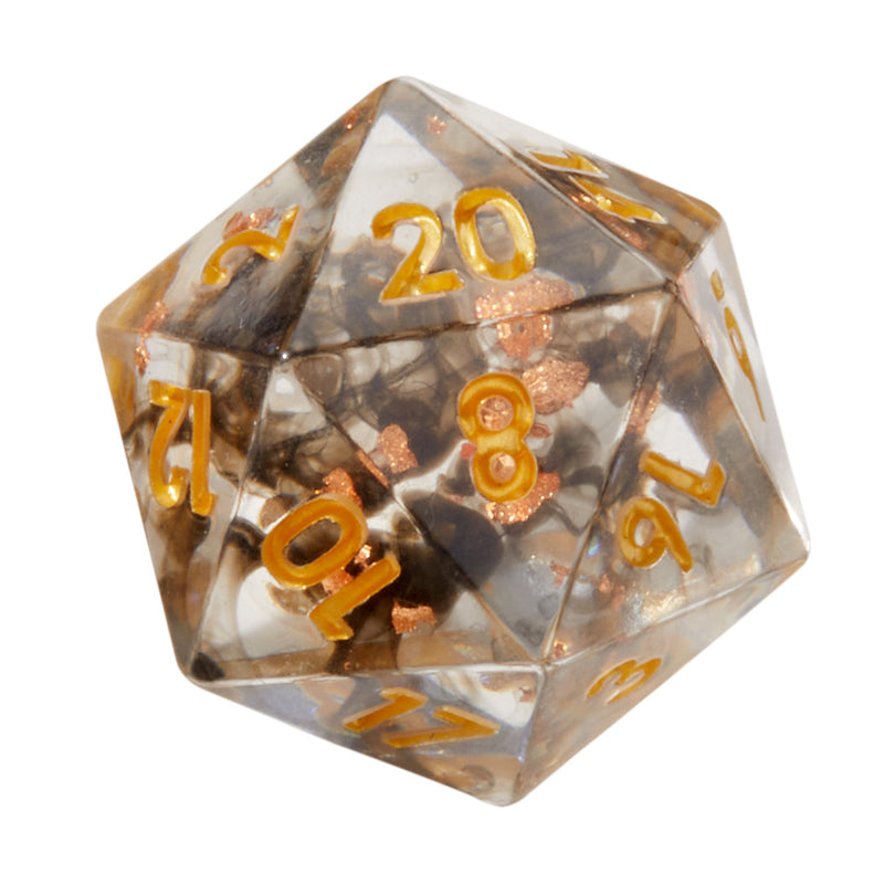 Black Necromancer Crackle Sharp Edge Resin 7pc Dice Set