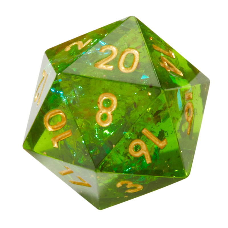 Green Plague Crackle Sharp Edge Resin 7pc Dice Set
