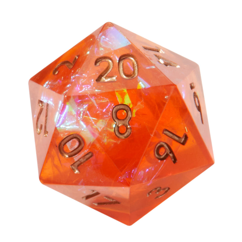 Orange Inferno Crackle Sharp Edge Resin 7pc Dice Set