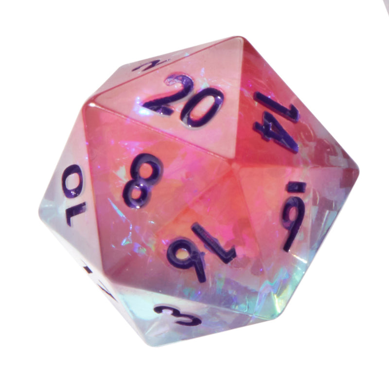 Unicorn's Pink Tears Crackle Sharp Edge Resin 7pc Dice Set