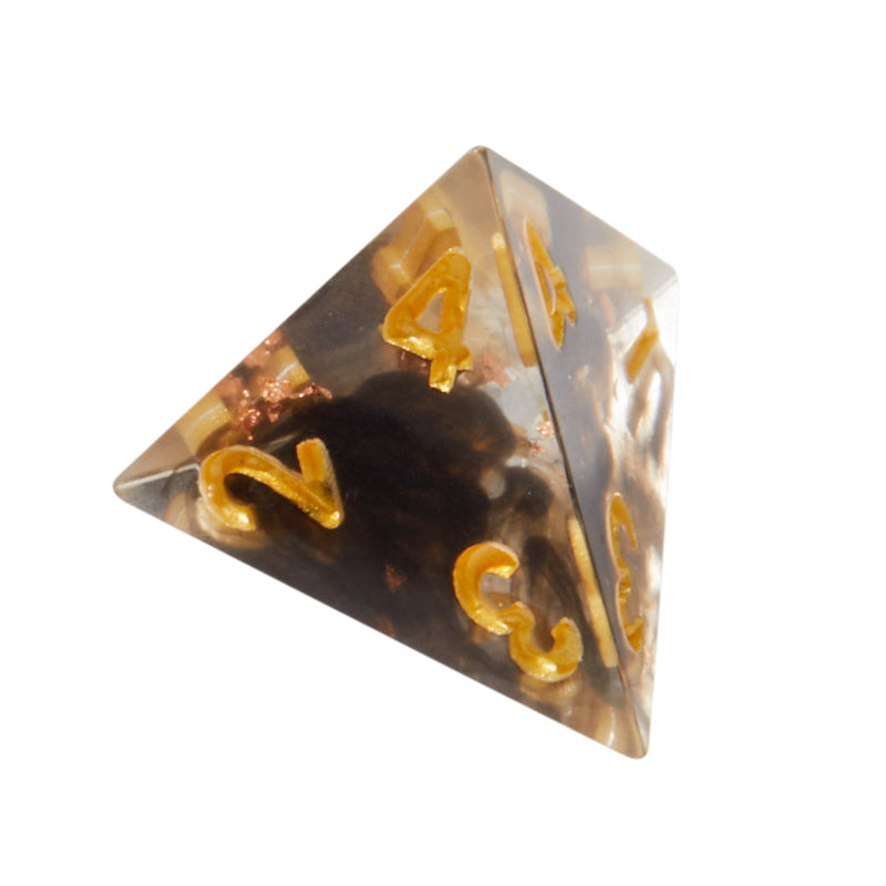 Black Necromancer Crackle Sharp Edge Resin 7pc Dice Set