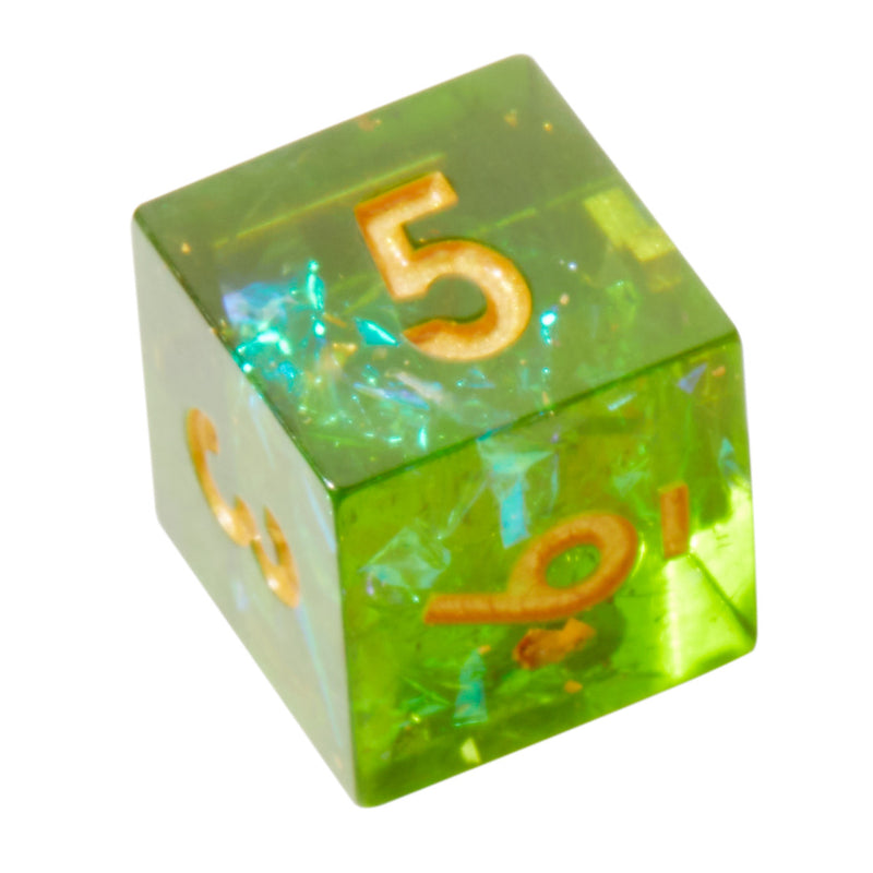 Green Plague Crackle Sharp Edge Resin 7pc Dice Set