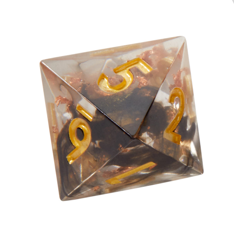 Black Necromancer Crackle Sharp Edge Resin 7pc Dice Set