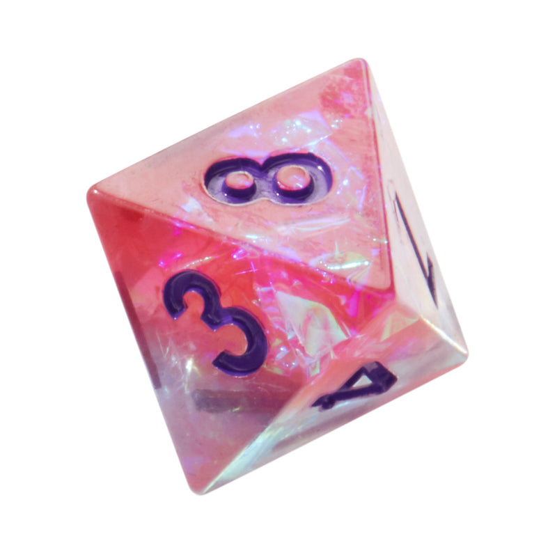 Unicorn's Pink Tears Crackle Sharp Edge Resin 7pc Dice Set
