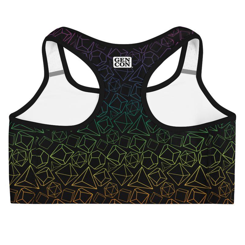 Gen Con Rainbow Dice Pattern Sports Bra | Rollacrit