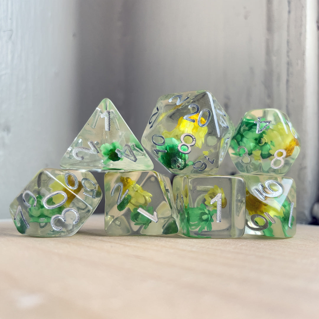 Dandelion Flower Resin 7pc Dice Set | Rollacrit