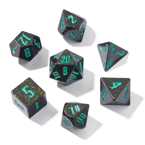 Laser Tag Holographic Sharp Edge Resin 7pc Dice Set | Rollacrit