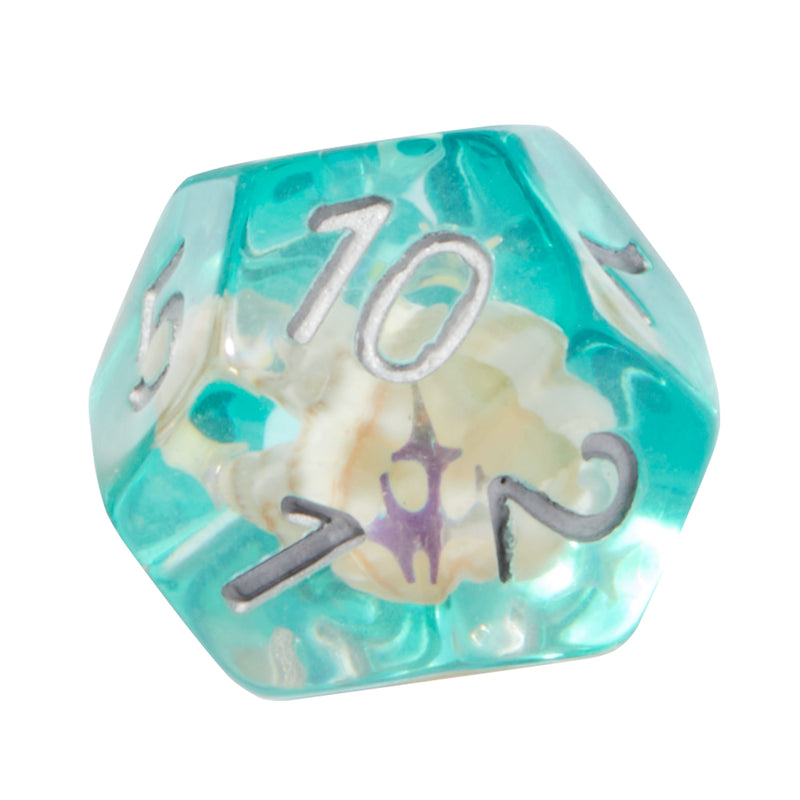 Teal Conch Shell Resin 7pc Dice Set | Rollacrit