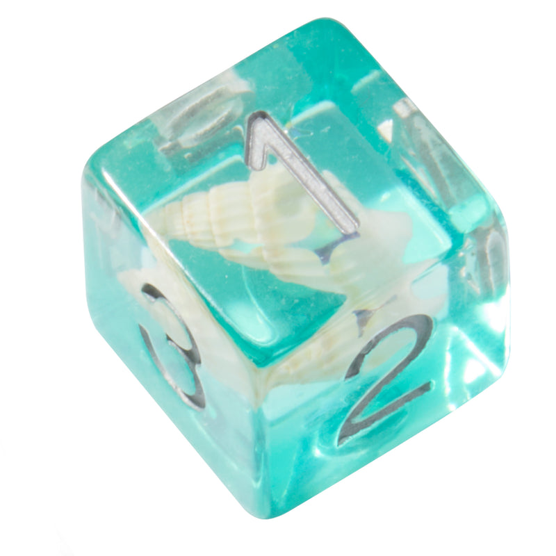 Teal Conch Shell Resin 7pc Dice Set | Rollacrit