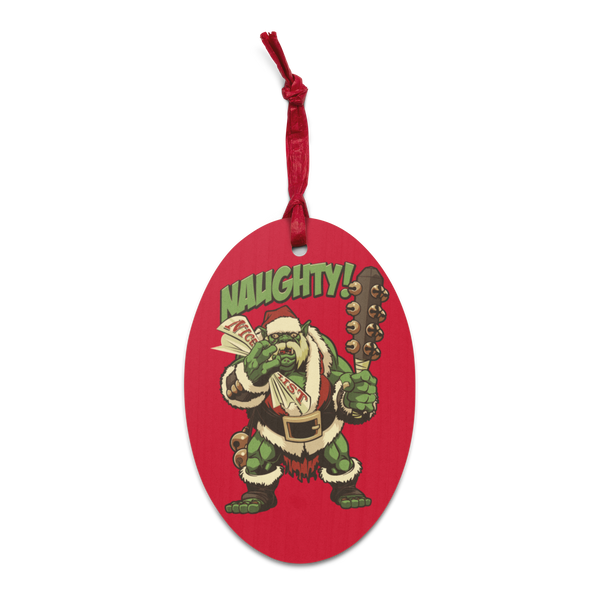Holiday Naughty Ogre Wooden Ornament Magnet | Rollacrit