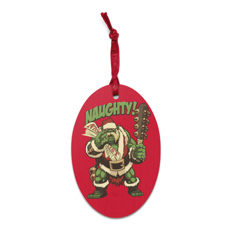 Holiday Naughty Ogre Wooden Ornament Magnet | Rollacrit